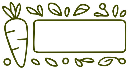 Carrot frame border with rectangular vegetable design outlineのイラスト素材