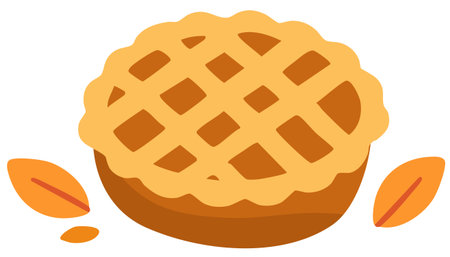 Autumn pie with golden crust and leaf designのイラスト素材