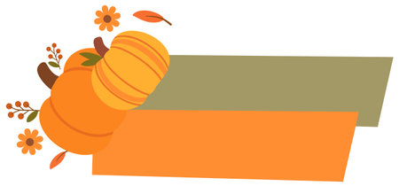 Pumpkin banner with leaf and orange decorationのイラスト素材