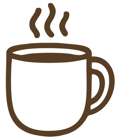 Hot drink cup simple brown line minimal designのイラスト素材