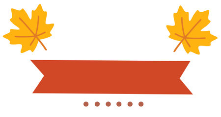 Autumn banner with maple leaves and orange ribbon decorationのイラスト素材