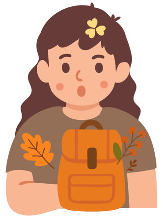 Pumpkin pie flat illustration with leaf and warm toneのイラスト素材