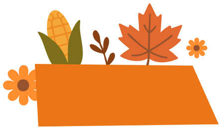 Autumn banner with leaves and corn thanksgiving cozy vectorのイラスト素材