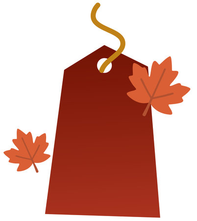 red label with autumn leaves thanksgiving tag illustration designのイラスト素材
