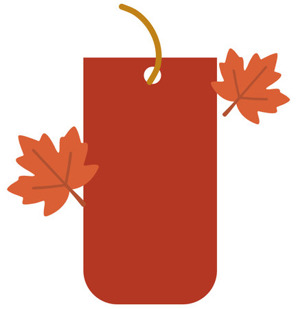 red vertical tag with leaves thanksgiving autumn illustrationのイラスト素材