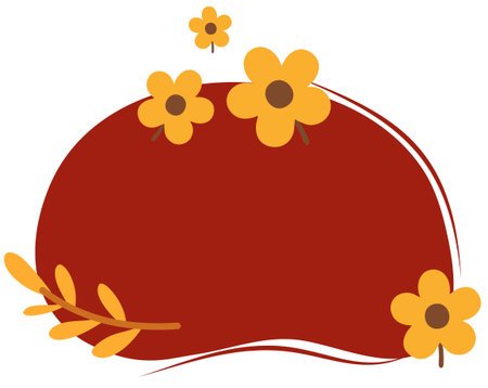 Red autumn shape with flowers and leaf decorationのイラスト素材