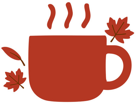 Hot coffee mug with steam autumn cozy drink vectorのイラスト素材
