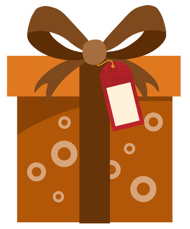 Gift box autumn theme brown tone decorative flat vectorのイラスト素材