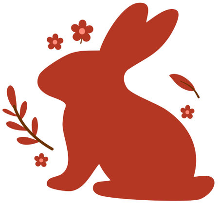 Rabbit silhouette autumn design with leaf vector styleのイラスト素材