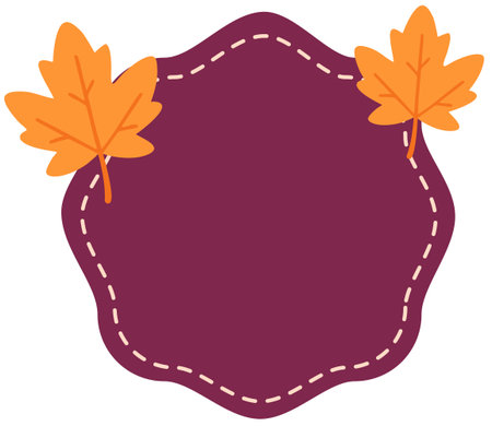 Purple frame with orange leaves autumn cozy vector artのイラスト素材