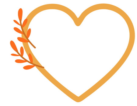 Heart autumn frame with leaves minimal romantic seasonal designのイラスト素材