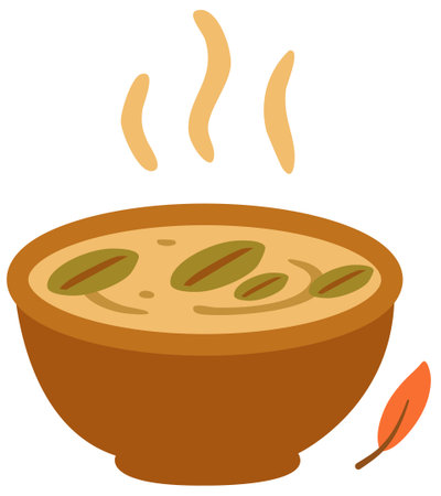 Soup bowl steaming autumn food cozy warm drink vectorのイラスト素材