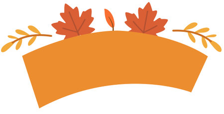Orange banner with autumn leaves minimal fall festive frameのイラスト素材