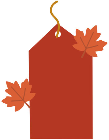 Red autumn tag with orange maple leaves decoration designのイラスト素材