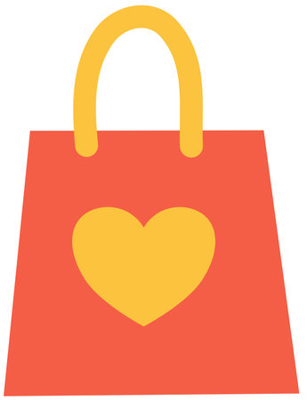 red shopping bag with yellow heart gift illustration symbolのイラスト素材