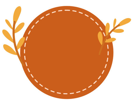 Orange round frame autumn leaves cozy warm vector designのイラスト素材