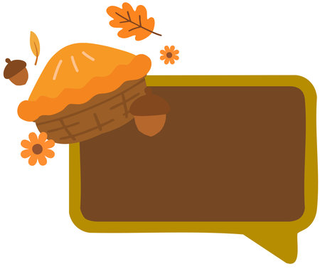 Brown chat frame with mushroom thanksgiving autumn decoration designのイラスト素材