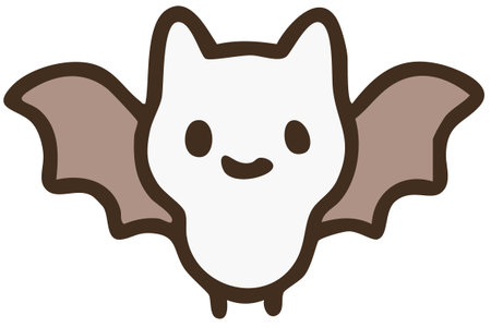 Adorable bat cartoon icon with wide happy wings spreadのイラスト素材