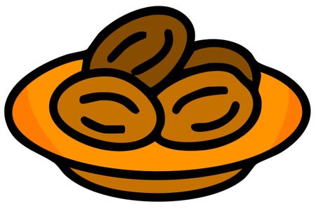 Bowl filled with dates for breaking fast during ramadanのイラスト素材