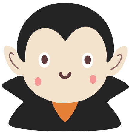 Cute cartoon dracula character smiling wearing black and red capeのイラスト素材