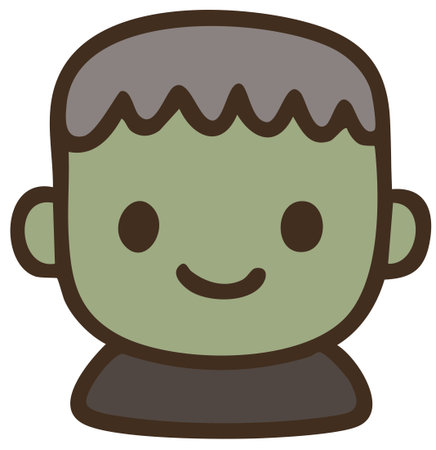 Friendly Frankenstein head icon for Halloween illustration themeのイラスト素材