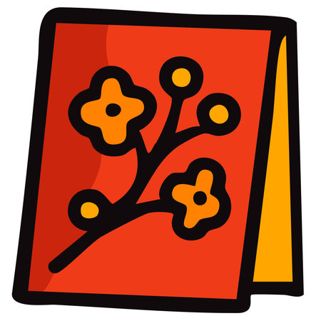 Chinese greeting card with blossom floral designのイラスト素材