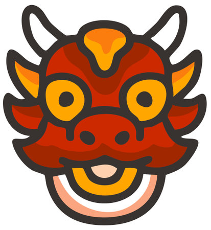 Chinese dragon mask festival performance traditional culture iconのイラスト素材