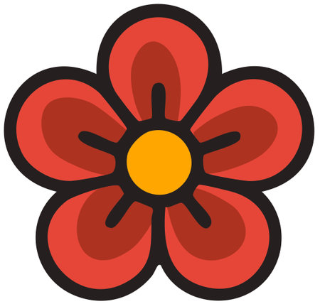 Red flower blossom icon symbolizing prosperity luck and celebrationのイラスト素材