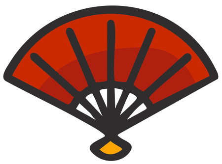Chinese hand fan traditional red symbol of beauty and cultureのイラスト素材