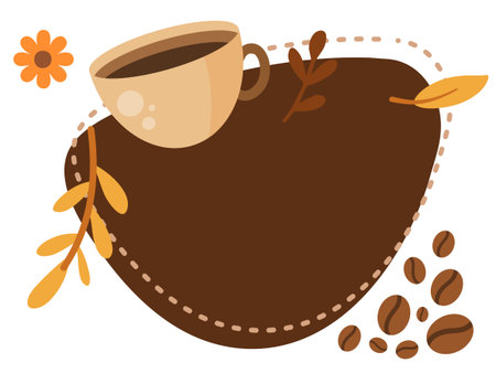 Coffee cup with floral beans modern flat artのイラスト素材