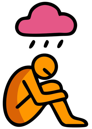 Lonely person under cloud sadness and emotional feelingのイラスト素材