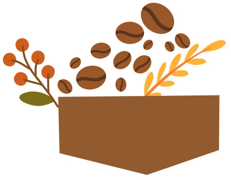 coffee beans branch brown design organic beverage illustrationのイラスト素材