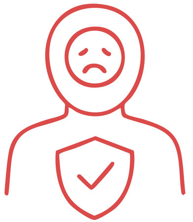 Sad person with protection shield health conceptのイラスト素材