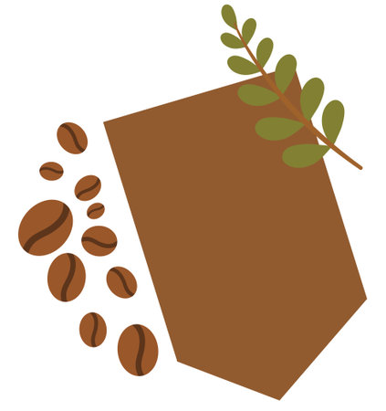 brown coffee paper card with beans minimalist designのイラスト素材