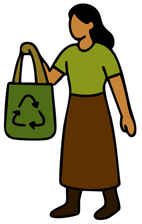 woman shopping recycle eco sustainability environment reusable green lifestyleのイラスト素材