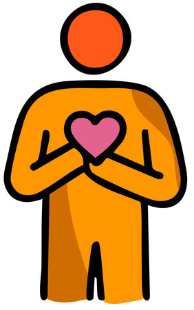 person holding heart symbol of compassion and gratitudeのイラスト素材