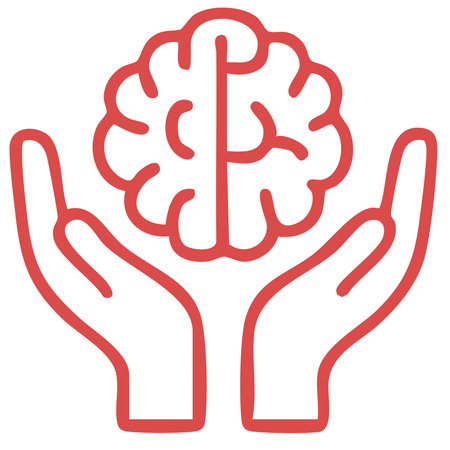 brain held by two hands mental support conceptのイラスト素材