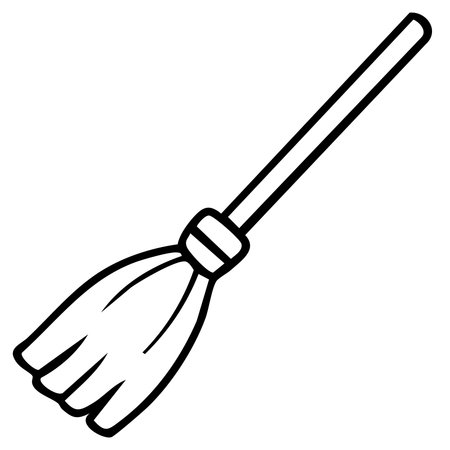 Simple broom outline witch magic Halloween minimal iconのイラスト素材