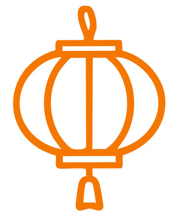 Traditional Chinese red lantern outline festival decoration iconのイラスト素材