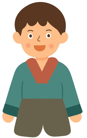Korean boy wearing hanbok traditional clothing illustrationのイラスト素材