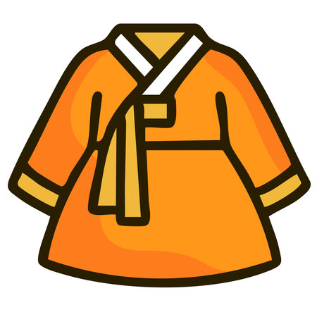 Traditional orange Korean hanbok clothing illustration designのイラスト素材