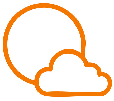 Minimal orange circle cloud design for weather themeのイラスト素材