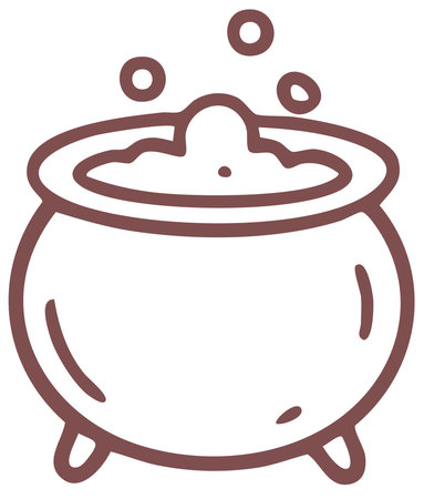 bubbling magic cauldron with potion halloween illustrationのイラスト素材