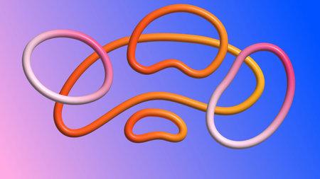 Colorful abstract loops forming futuristic festive new year composition
