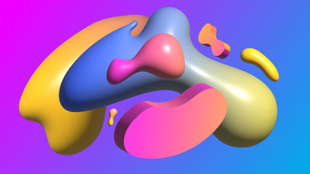 Abstract liquid shapes forming vivid futuristic expressive modern new year illustration