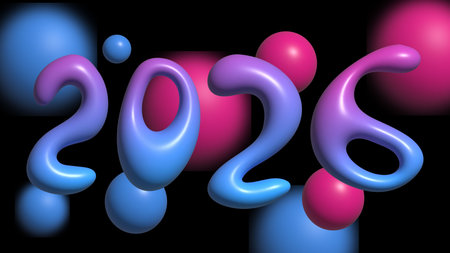 Luminous floating tubes shape futuristic glowing 2026 new year artwork
