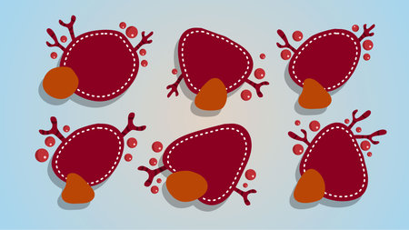 Red shiny reindeer ornaments pattern forming cute christmas decoration designのイラスト素材