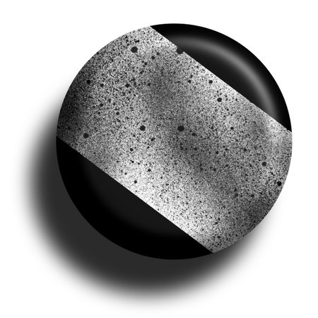 Contrasting textures blended on circular pebble sculpture in minimal spaceの写真素材