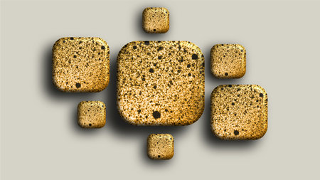 Soft textured golden cubes floating in clean backgroundの写真素材