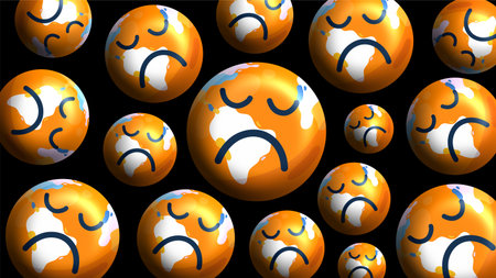 Crowd of faces expressing various emotionsの写真素材